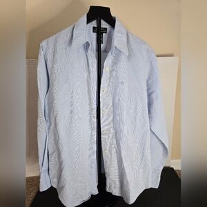 Lauren Ralph Lauren Green Label Long Sleeve Button Front Pale Blue Size 8